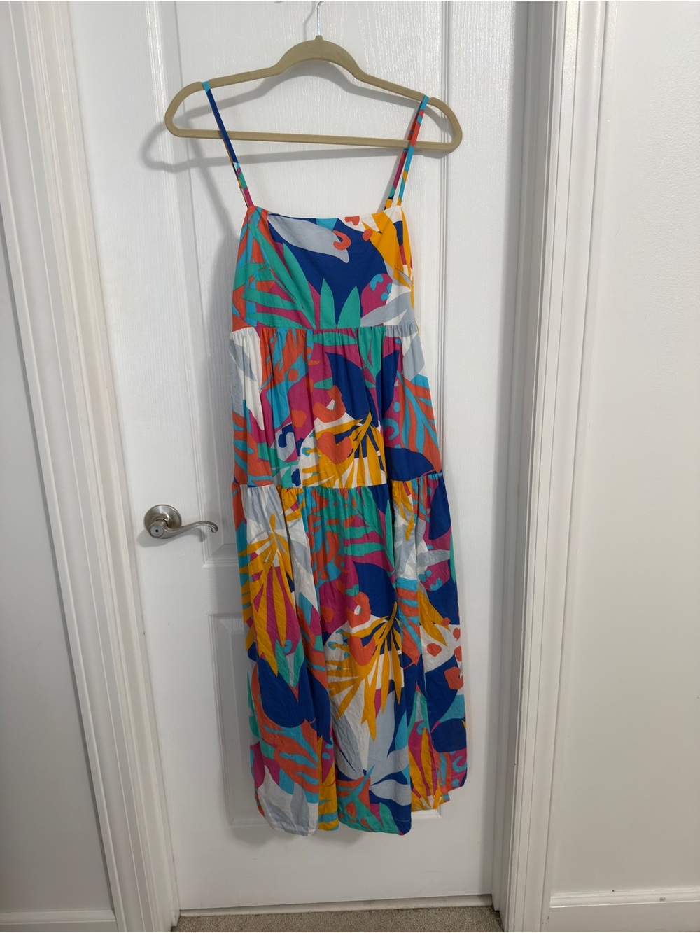 J. Crew Multicolor Tropical Print Sundress - Blue, Yellow, Green, Pink